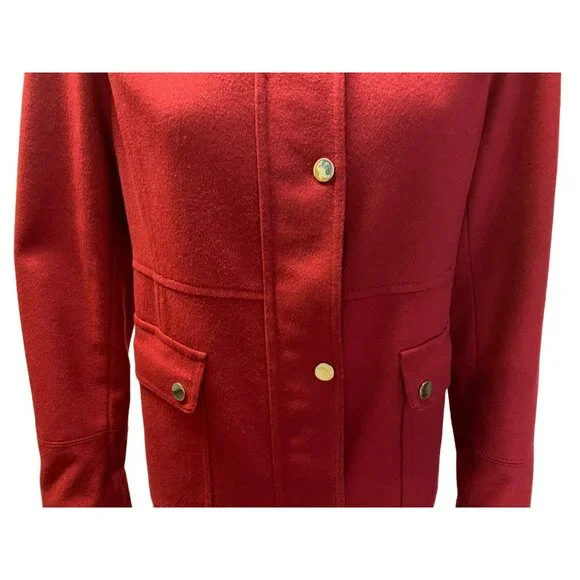 Talbots Wool Coat Size 16 Brick Red Peacoat Classic Zip Front Car Jacket - Picture 6 of 12